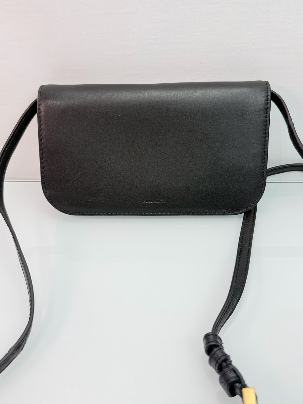AllSaints Maeve Wallet Crossbody Bag Black Leather